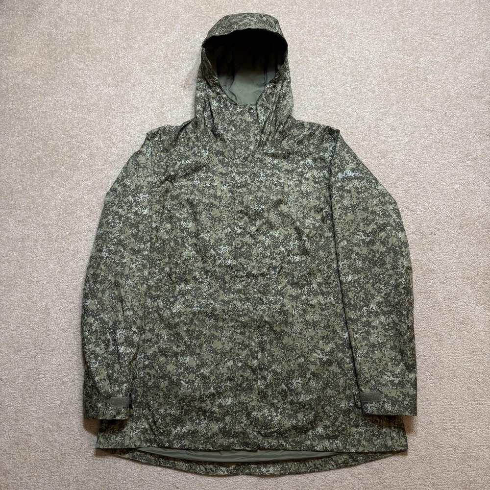 Columbia Jacket Womens 2XL Digital Camo Omni-Tech Hooded Waterproof Windbreaker